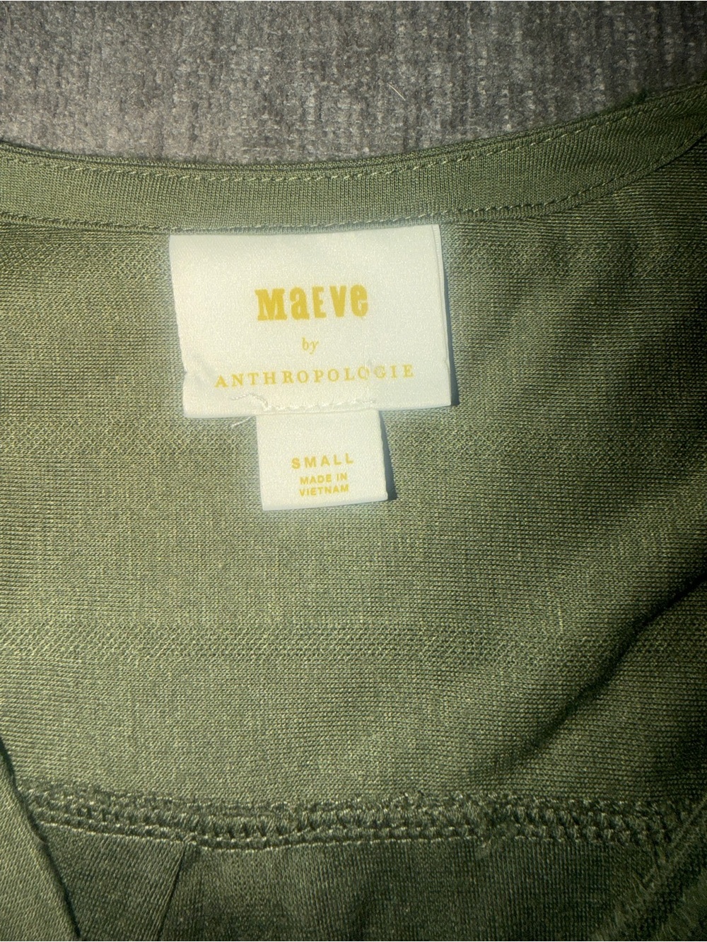 Maeve Anthropologie Olive Green Wrap-Front Long Sleeve Top - Picture 2 of 4